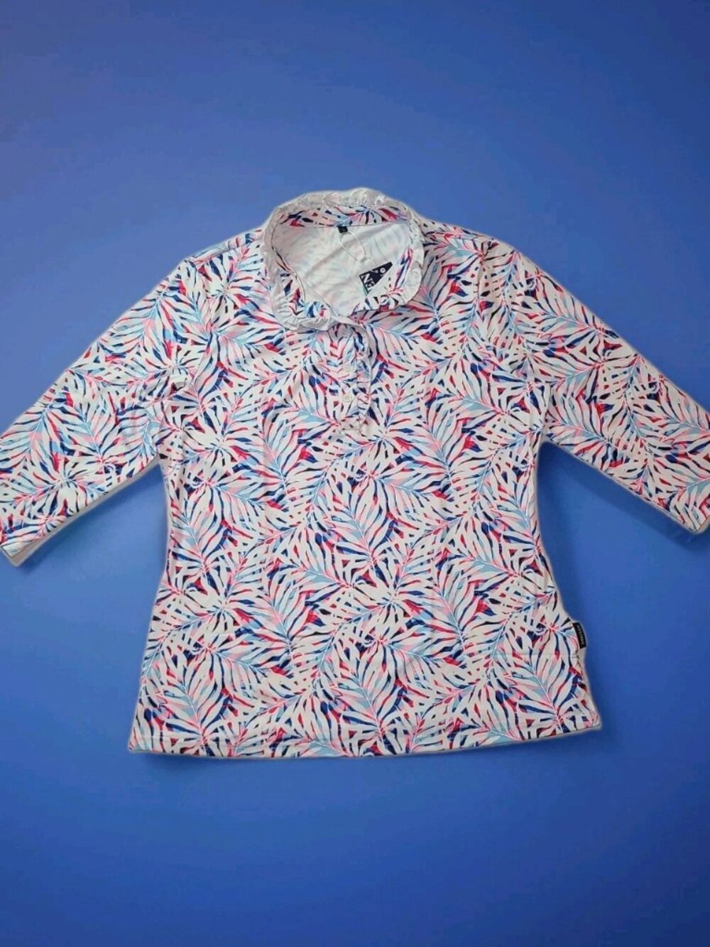 Soneven Womens Golf Shirt Polo Frill Collar Size L Stretch Comfy Pickleball New